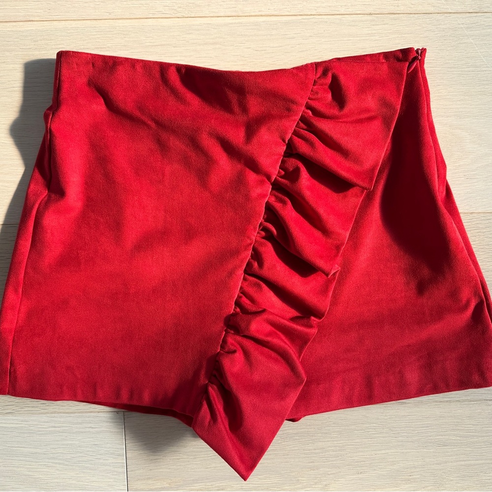 Zara Skirt Size XS Red Suede feel